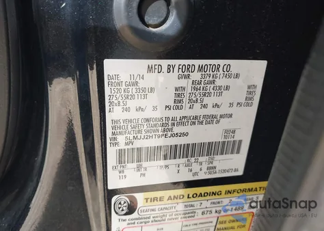 2015 Lincoln Navigator z USA, uszkodzony, nr VIN 5LMJJ2HT9FEJ05250